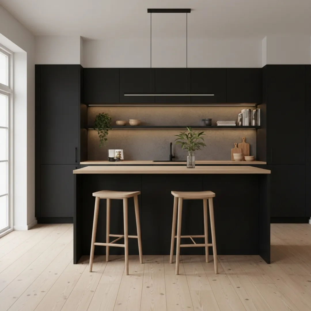 Scandi black kuhinja